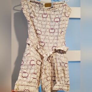 White & Purple Apple Print Jumpsuit